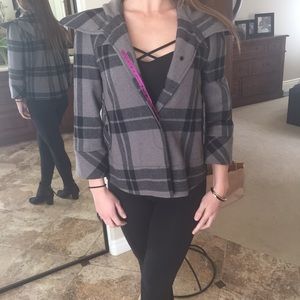 Plaid trapeze coat.