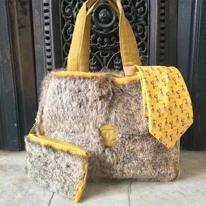 CHANEL Lapin Fur Suede Tote Bag