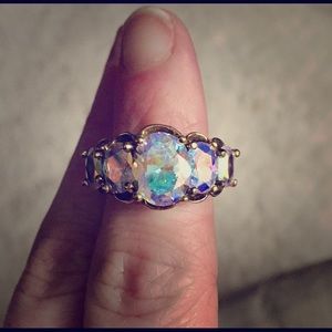 Natural Aurora Quartz gold ring