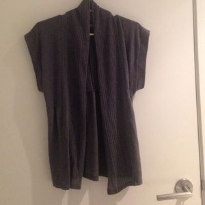 Charcoal Gray Short Sleeve Open Cardigan