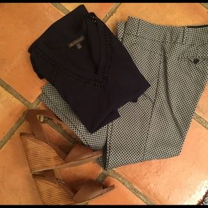 Classy navy blue and white limited capris
