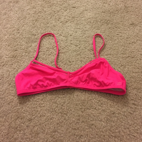Neon pink bikini top with strap detail