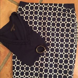Navy blue and white pencil skirt