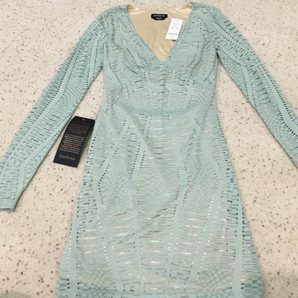 BEBE Deep v open back dress