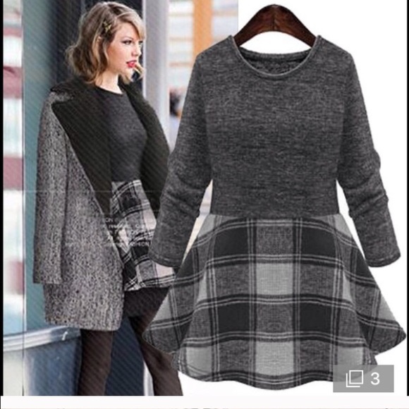 Taylor swift charcoal Plaid dress