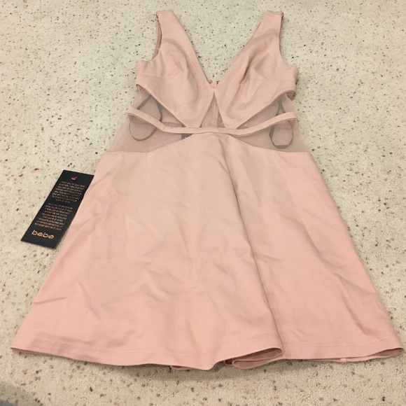 Mesh inset deep v neck dress