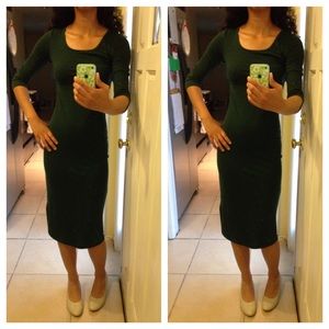 Deep green midi dress
