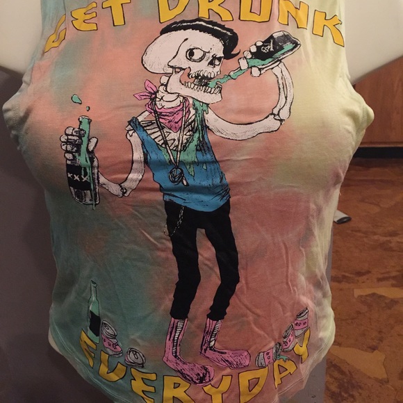 Let's Get Drunk Everyday Punk Rock Open Back Tee