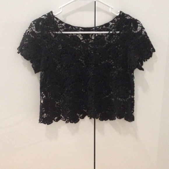 Black lace crop top, size Medium