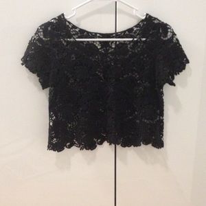 Black lace crop top, size Medium