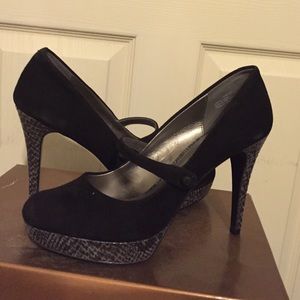Audrey Brooke black suede heels
