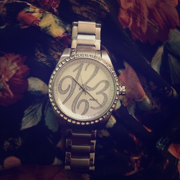 Silver Fossil Watch