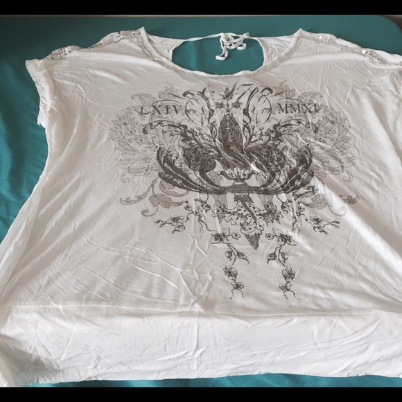 Lightweight SEVEN7 Luxe shirt w/silver sequins