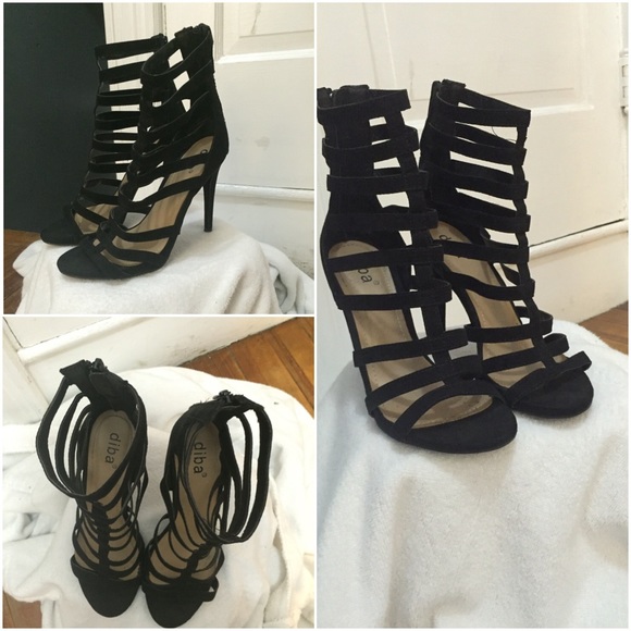 Peep toe suede heel strap boots