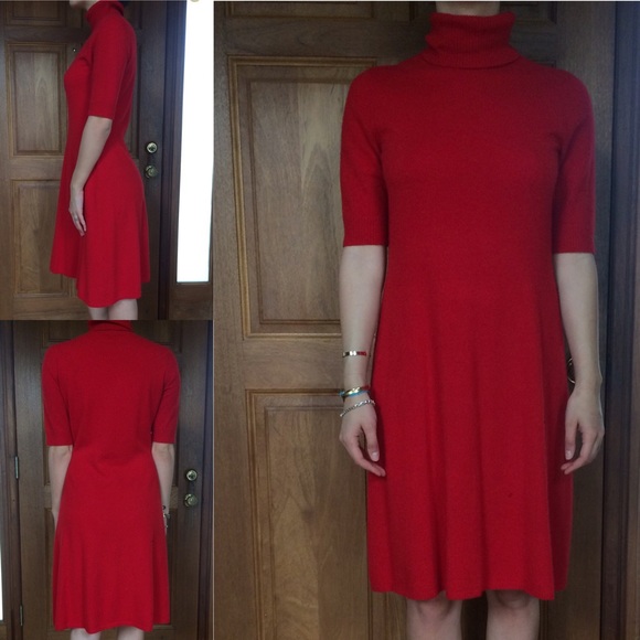 Red turtleneck dress
