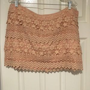 NWOT Crochet lace layered mini skirt.