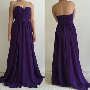 Purple Strapless Formal Dress Gown
