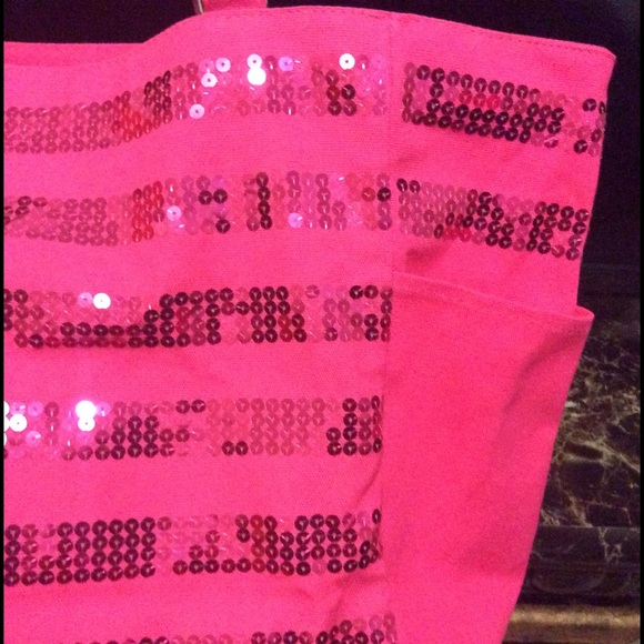 NEW NWT Victoria's Secret pink sequin large tote - Picture 2 of 4
