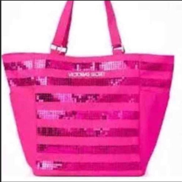 NEW NWT Victoria's Secret pink sequin large tote - Picture 4 of 4