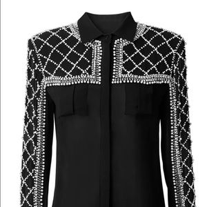 NWT Balmain H&M Black Embellished Pearl Shirt US 2