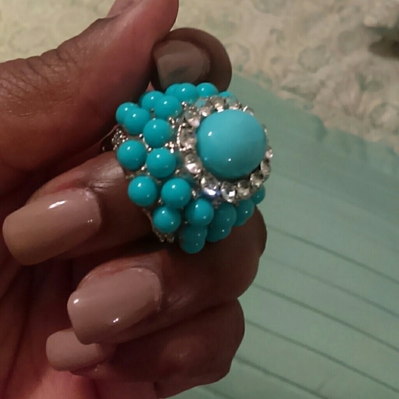 Faux Turquoise Bracelet and Chunky Ring - Picture 2 of 4