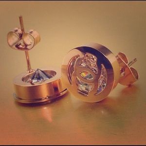 New!! circle stone earring made by titanium steel