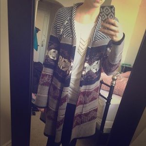 Francesca's Navy Patterned Cardigan