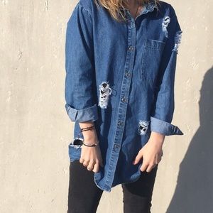 Denim button down
