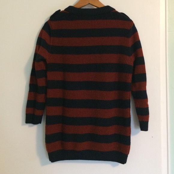 J Crew XS maroon & navy stripe merino wool sweater - Picture 2 of 4