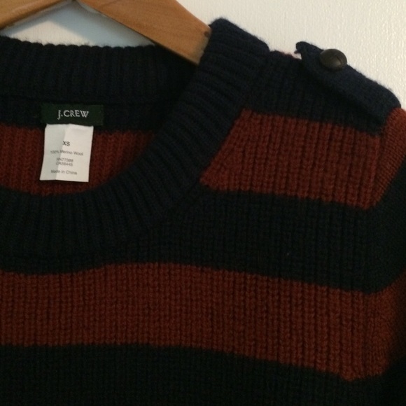 J Crew XS maroon & navy stripe merino wool sweater - Picture 3 of 4