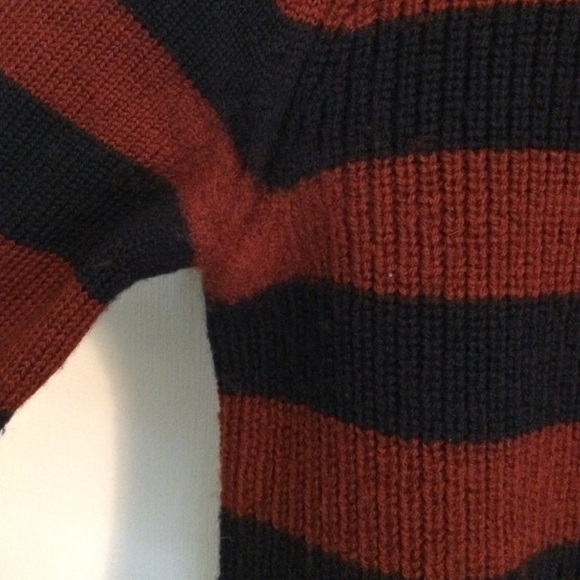 J Crew XS maroon & navy stripe merino wool sweater - Picture 4 of 4