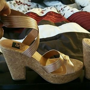 Brand New Rose Gold Wedge Sandals