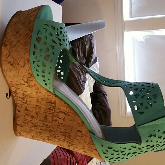 JustFab Shoes - Brand New Teal Blue, Just Fab Wedge Sandals