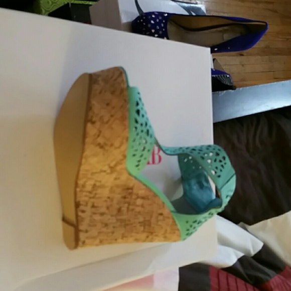 Brand New Teal Blue, Just Fab Wedge Sandals - Picture 2 of 3