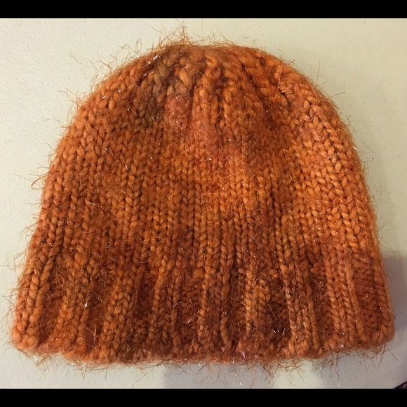 Orange and gold thread winter hat. - Picture 1 of 2