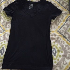 Black Fitted V-Neck Tee