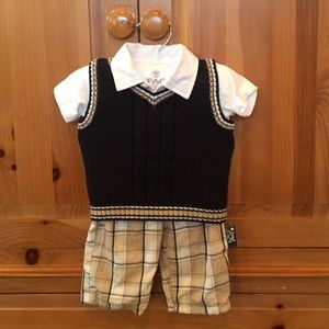 Infant plaid pant collared shirt outfit