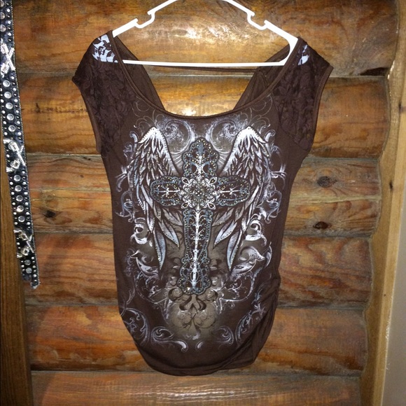 Western Cowgirl Bling Cross Top