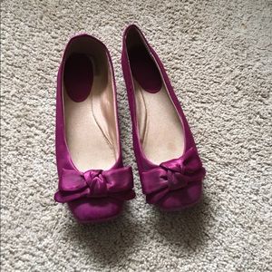 Fuchsia Satin Flats