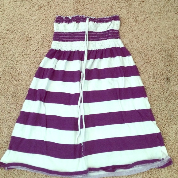 Purple and White striped Kids Swim Coverup