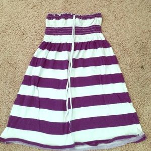 Purple and White striped Kids Swim Coverup