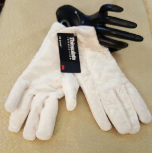 THINSULATE 3M WHITE QUILTED GLOVES-NEW