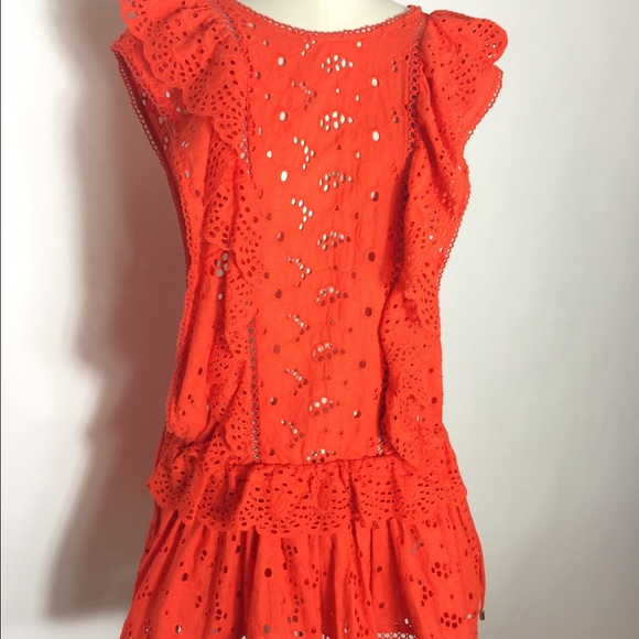Zimmermann eyelet coverup dress, sz 2. Orange