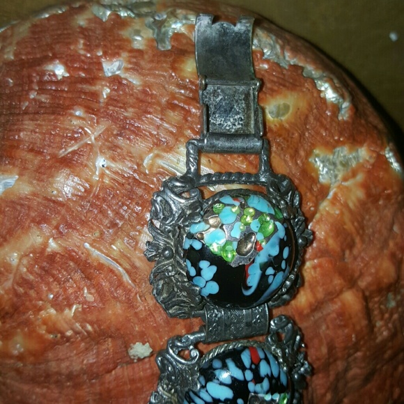 1940s Art glass infused bracelet - Picture 2 of 4