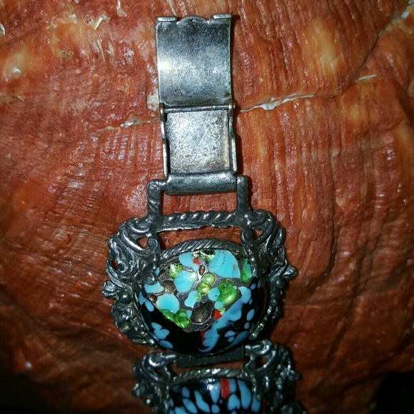 1940s Art glass infused bracelet - Picture 4 of 4