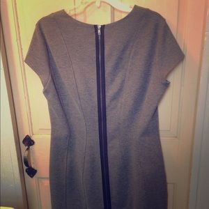 Charcoal Grey Full Zipper Back Dress