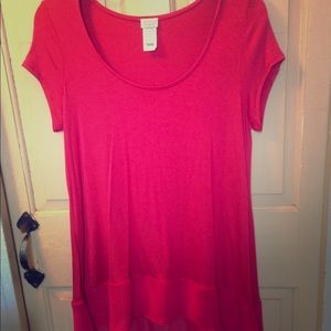 Red Blouse with Ruffle Trim