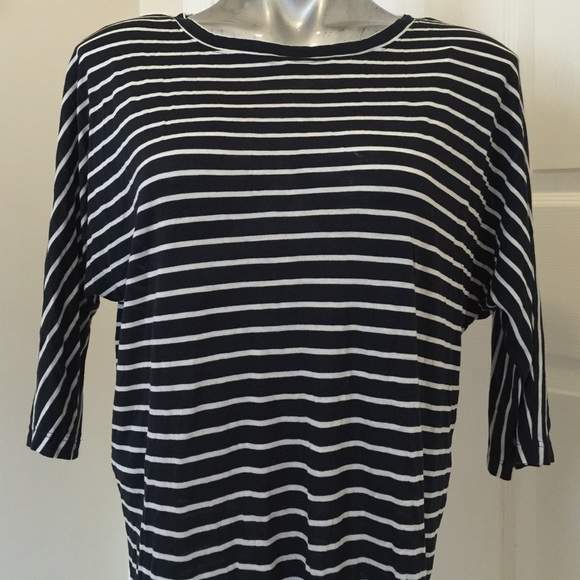 LOFT navy & white top