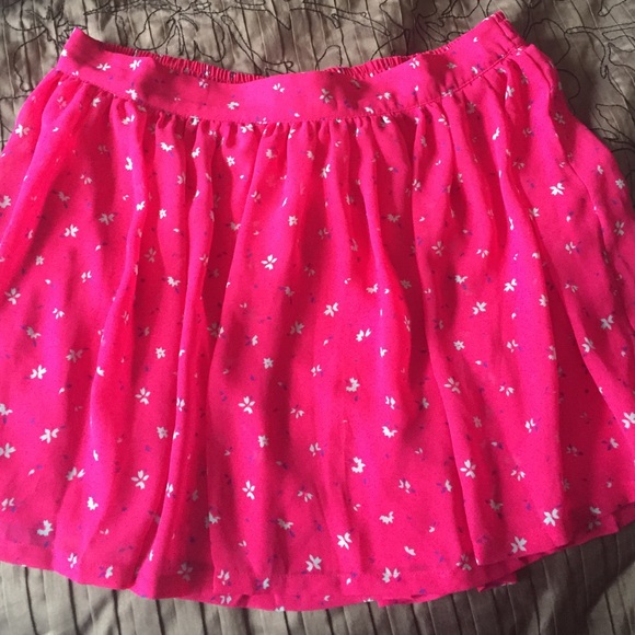 Bright pink skirt flower pattern