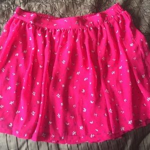 Bright pink skirt flower pattern